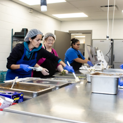 Nutrition staff working in kitchen