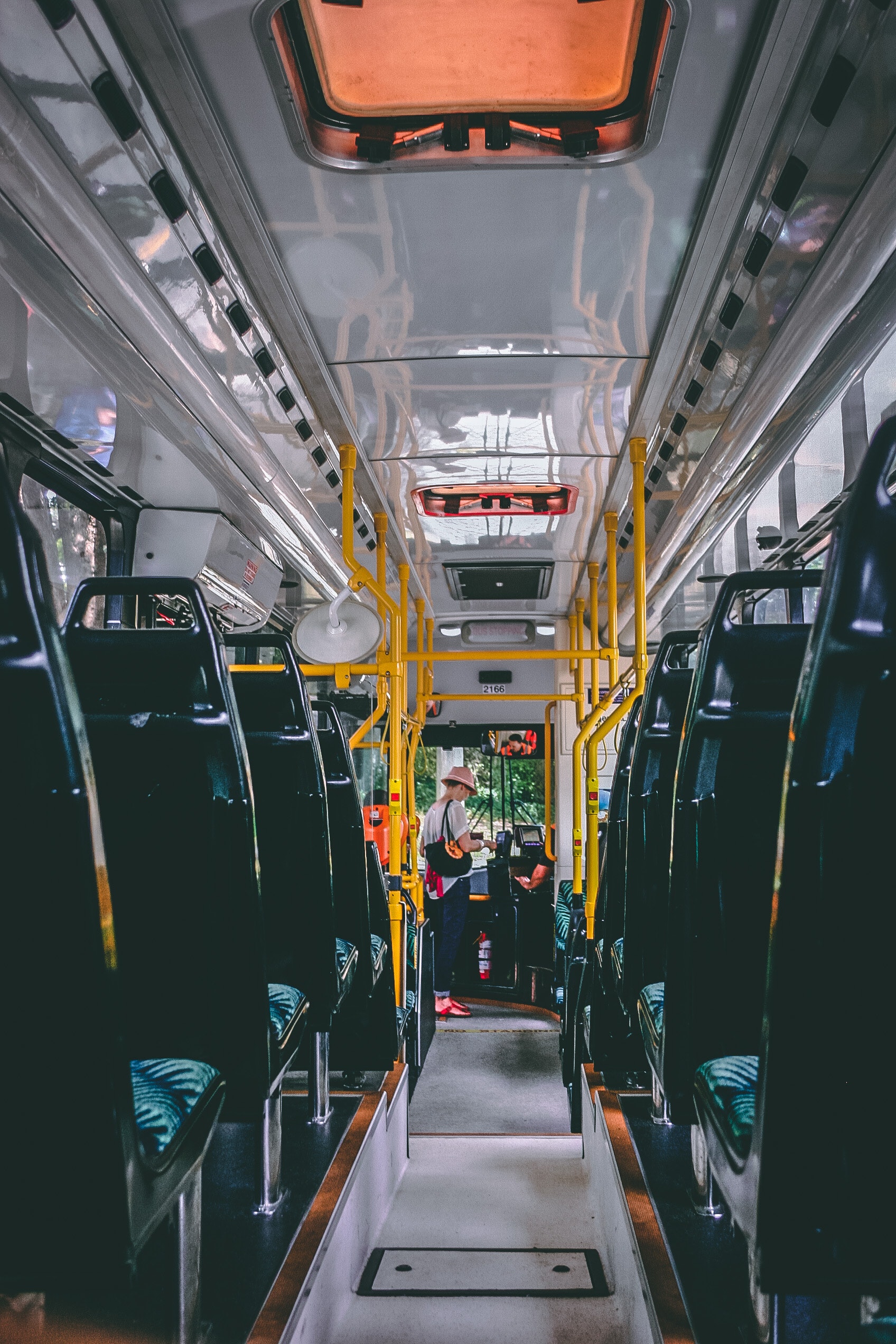 inside of a public transit bus
