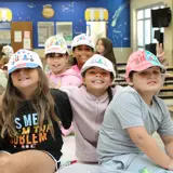 Afterschool students with USA hats