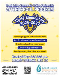 Clyde Afterschool Program flyer